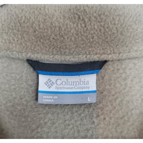 Columbia Jacket Men's (L) Beige Tan Full Zip Fleece Logo Fall Lightweight Unisex - Picture 5 of 6